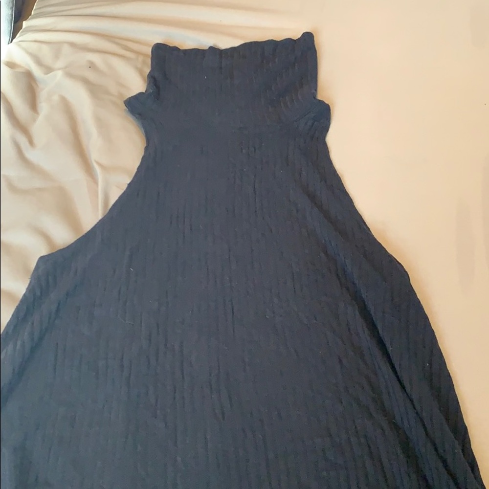Free People Black New City Drippy Turtleneck Tank